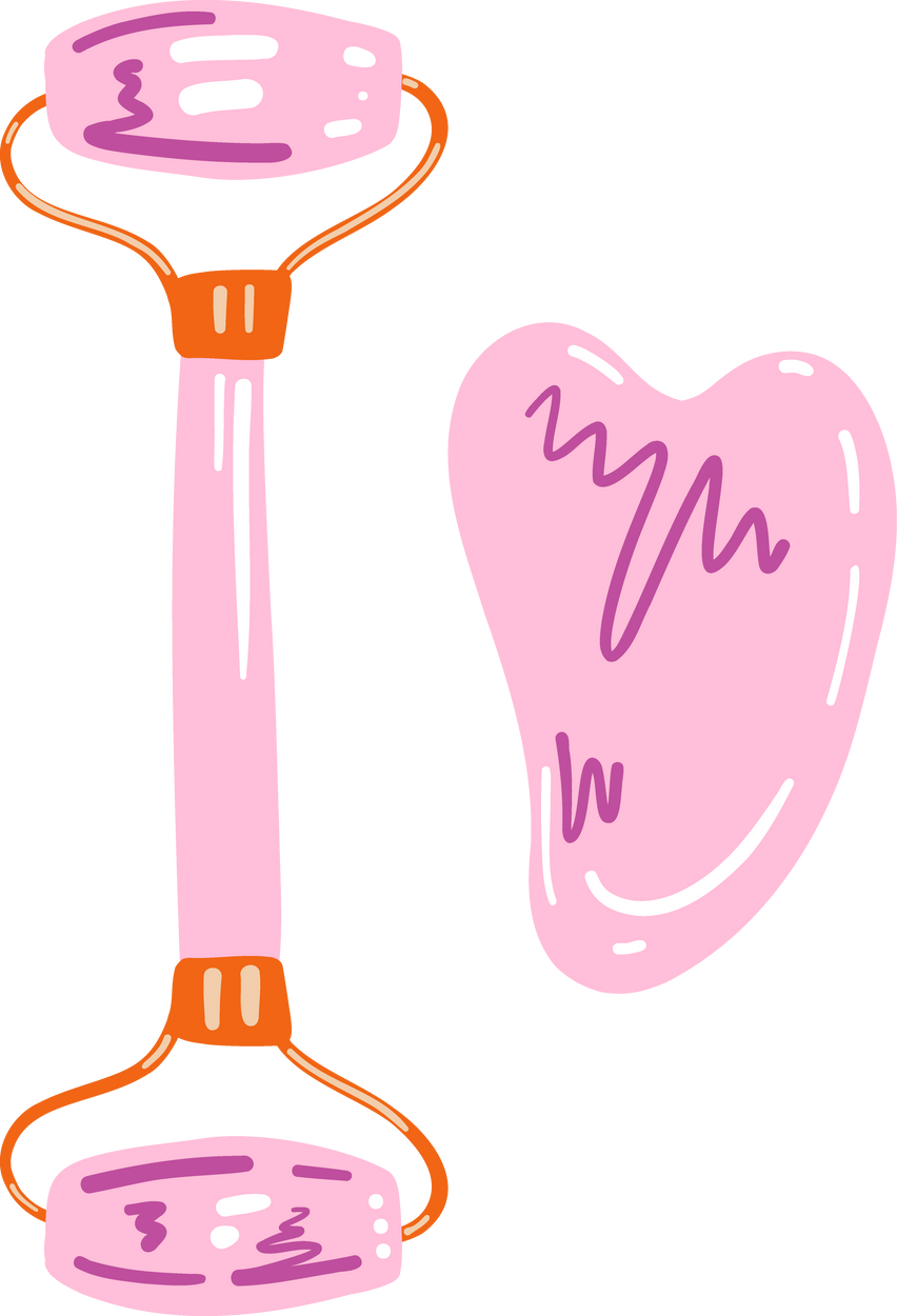 Stylised Abstract Horoscope And Spirituality Pink Rose Quartz Massage Roller Element